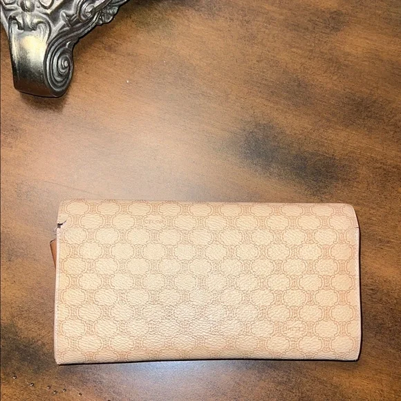 Celine Beige and Brown Patterned Wallet